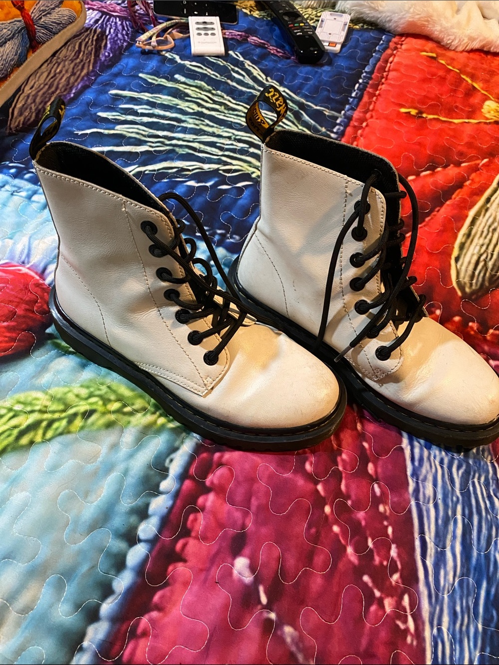 Dr. Martens White Lace-Up Luana Boots with Black Sole (5324)